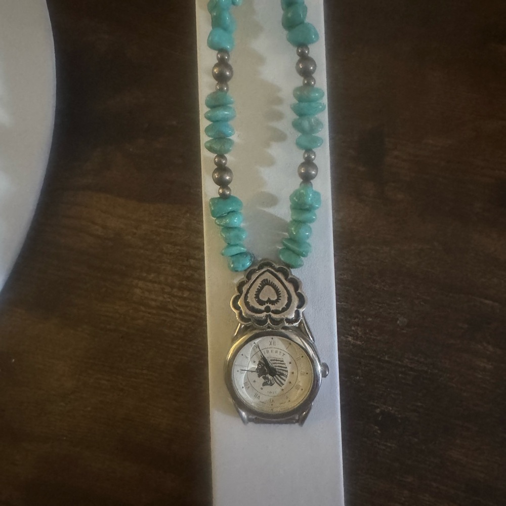 Turquoise Bead Watch- Silver Accent